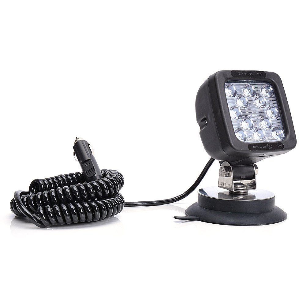 WAS LED Working Light with Magnetic Base – Switched – 7 m Coiled Cable – Construction Site, Courier, Vehicle Construction