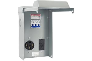 Kinchoix Temporary Power Outlet Panel with 20 50 Amp RV Receptacle Electrical Panel Pre-Wired Breaker Box for RV Camper Car Travel Generator Motorhome Construction Site RV Electrical Panel