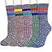 Pack of 5 Womens Multicolor Knitted Casual Crew Socks,Mix Color 4, 5 Pack,One Size