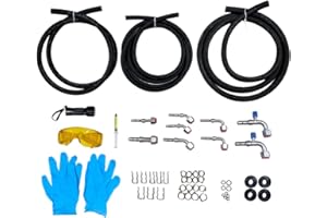 Zieichy 134a A/C Hose & Fitting Kit:Complete Set for Custom Air Conditioning Lines| Includes,(2) #10 Fittings w/Service Port,E-Z Clip Hose End Fittings,Cages,Cage Clips, O-Ring Kit,Oil Tube, Hoses