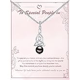 KANNSOAR Tahitian Black Pearl 10mm AAAA 18K White Gold Plated Sterling Silver Celtic Knot Pendant Necklace for Women Wife Mom Girlfriend Jewelry Gift for Mother Day Wedding Anniversary Birthday