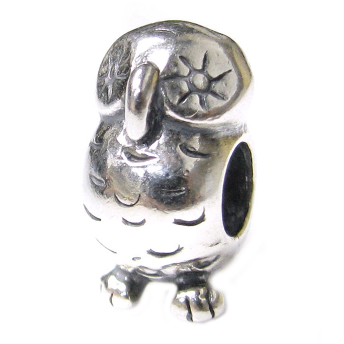 Queenberry Sterling Silver Owl European Style Bead Charm