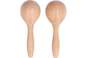 Beech Wood Maracas 2psc 10inch Large Rumba Shakers Set, Bright Vibrant Sound Musical Instrument, Stimulating Salsa Rhythm, Po