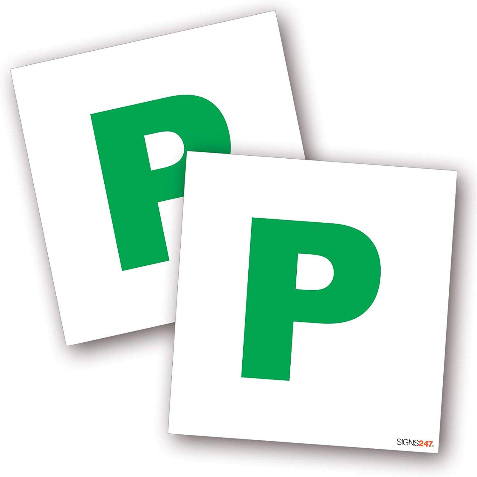 P Plate Stickers - Pack of 2-180mm x 180mm - P Plates New Driver Sticker - Waterproof & Fade-Resistant Vinyl - Easy Application - Made in the UK by SIGNS247®