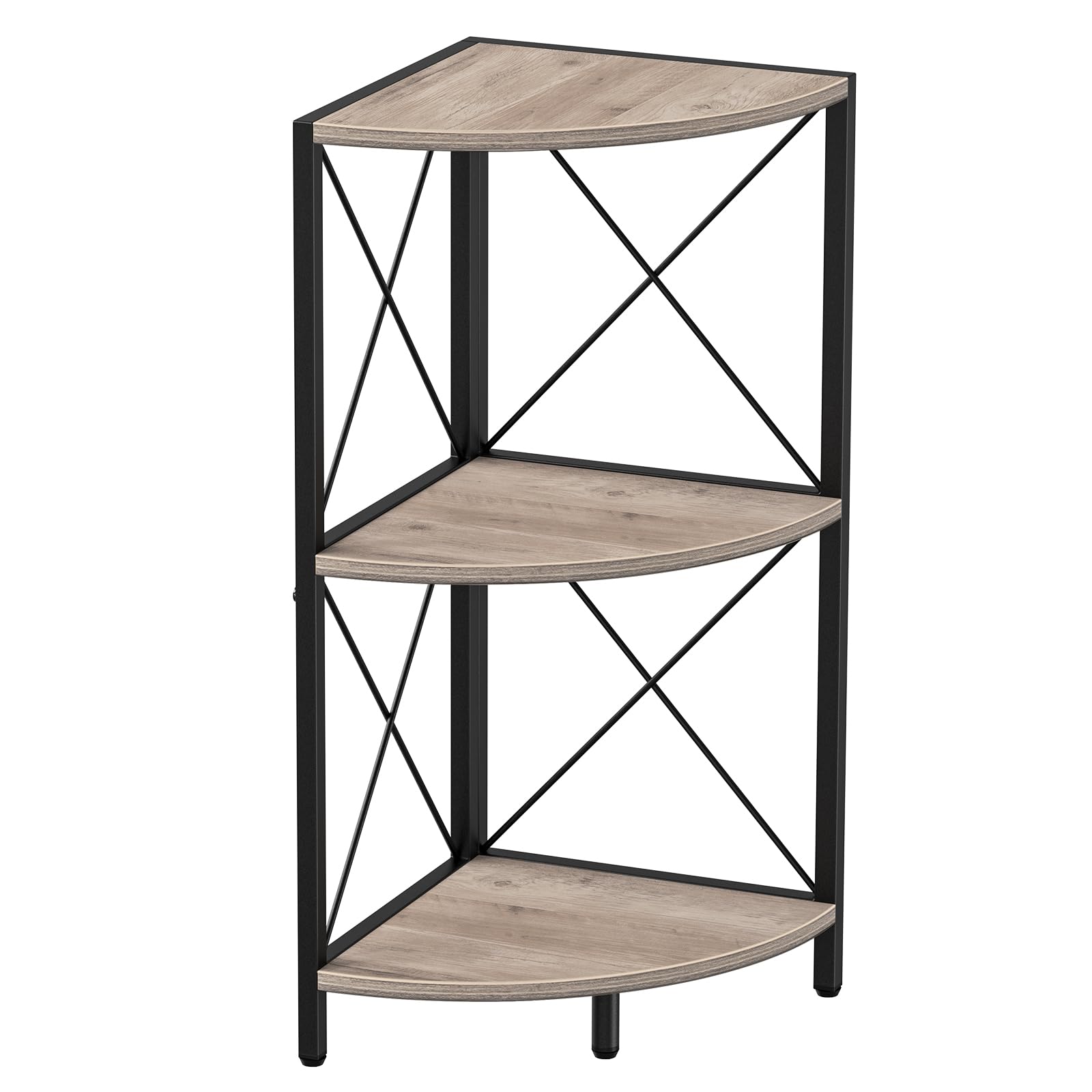 Photo 1 of Snughome Corner Shelf for Desktop, 3-Tier Corner Storage Organizer with Metal Frame, Freestanding Corner Shelf Stand Display Rack for Kitchen Counter, Living Room, Grey