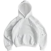 Verdusa Men's Y2k Cross Embroidery Hoodie Sweatshirts Trendy Fall Pullover Tops with Pockets