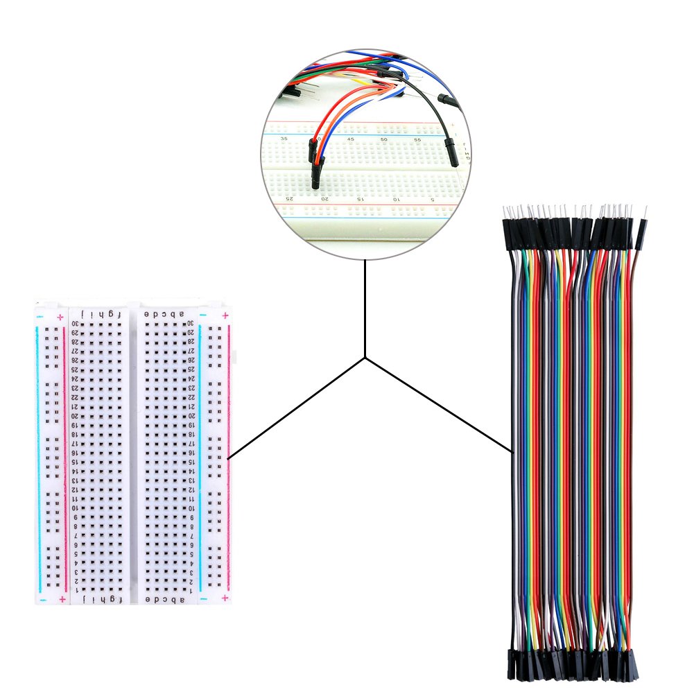 FICBOX 3 Pcs 400 tie points Solderless Breadboard with 120pcs Dupont Wire 40pin Male to Female, 40pin Male to Male, 40pin Female to Female Jumper Wires for arduino (3 Breadboard+3 Dupont Wire)