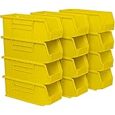 Akro-Mils 30224 AkroBins Plastic Storage Bins, Space-Saving Stackable Bins for Garage, Pantry, Craft Organization, 11" L x 4" W x 4" H, Yellow, 12-Pack