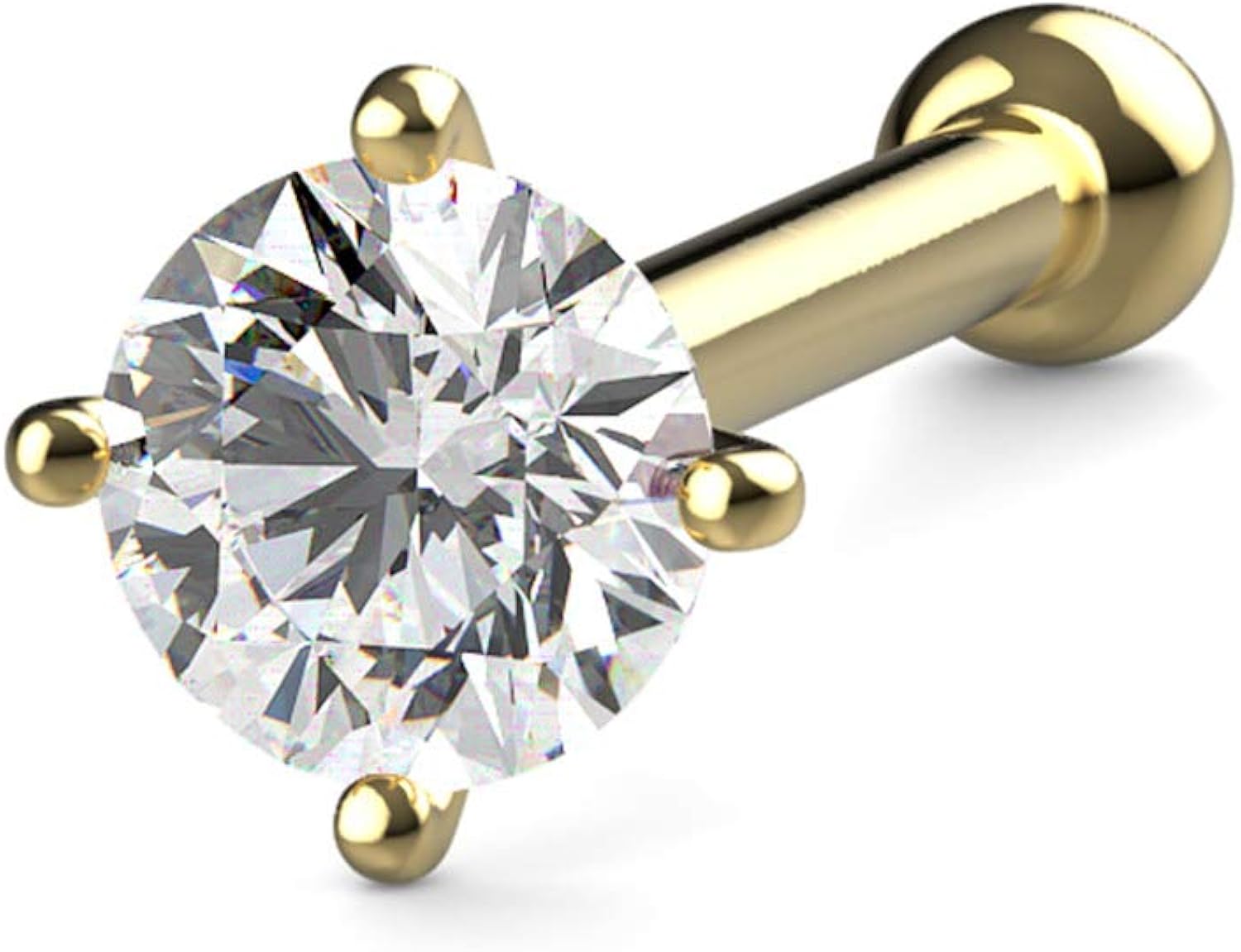 KIMANA Women Nose Bone Ring Stud 2.5mm 0.05 Ct Diamond 14K White Gold