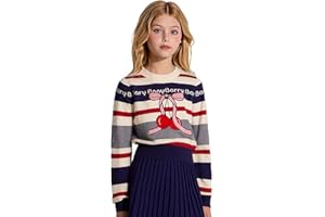 Barry Banny Girl Pullover Sweaters Winter Knit Clothing Cherry Embroidery Pattern Striped Crewneck Top Kid Clothes