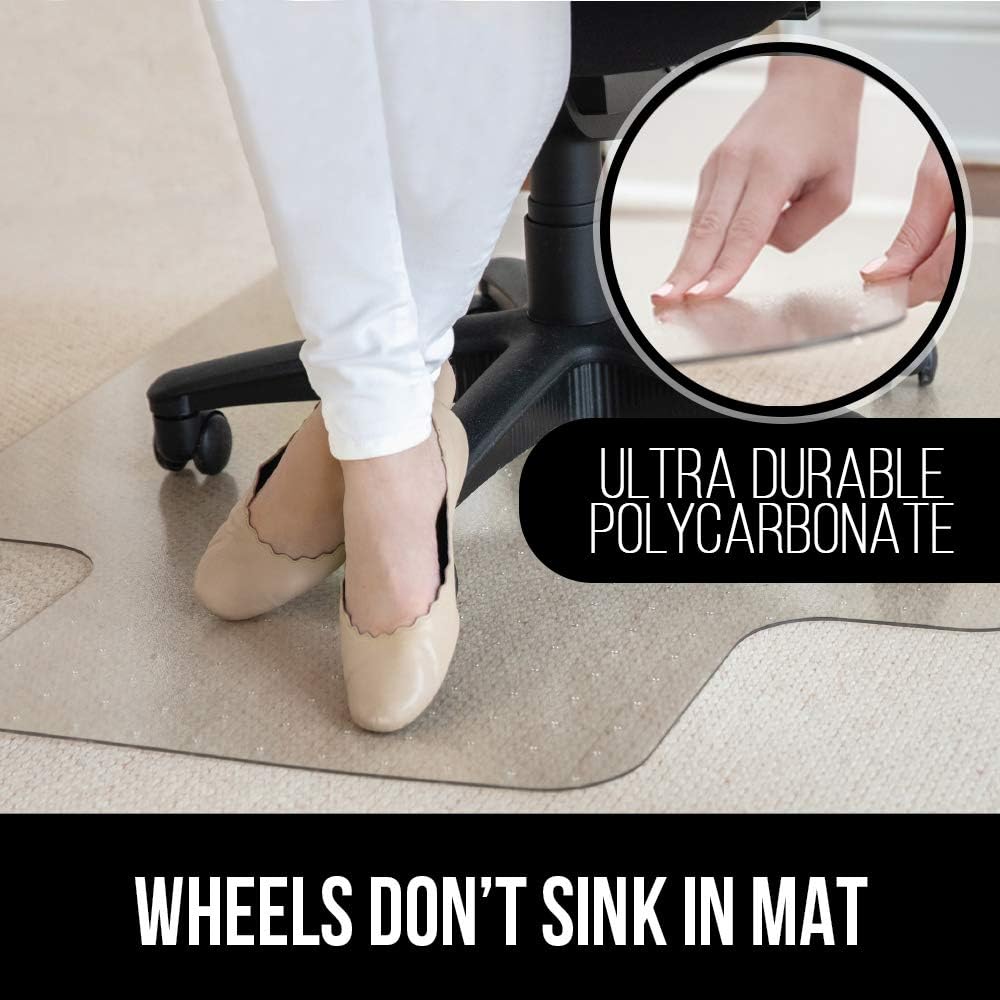 Gorilla Grip Premium Polycarbonate Studded Chair Mat for Carpeted Floor, 48x36 Heavy Duty Easy Glide Transparent Mats for Desk Chairs, Good for Desks, Office and Home, Protects Floors, with Lip, Clear: Home & Kitchen