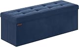 SONGMICS Storage Ottoman Foldable 38x110x38 cm Velvet Deep Blue LSF277Q51
