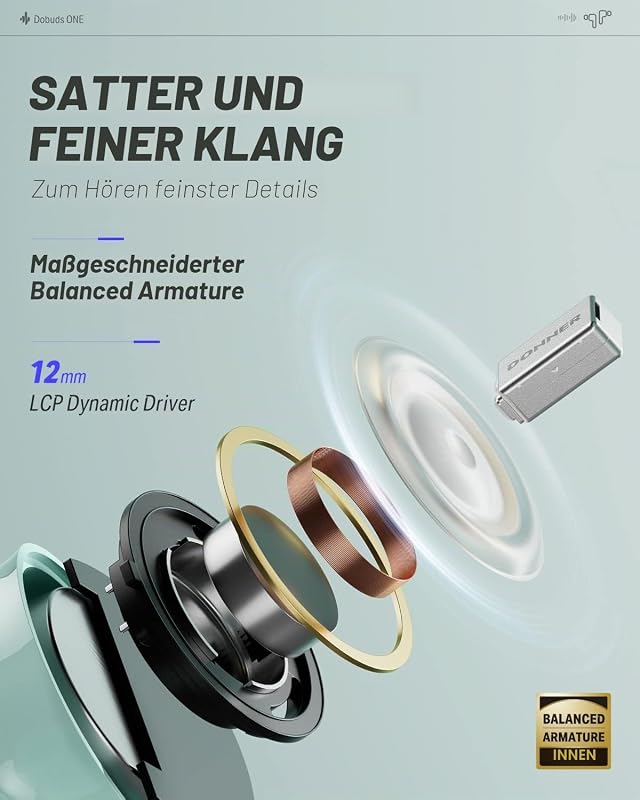 Bluetooth Kopfhörer mit Geräuschunterdrückung, In Ear Kopfhörer kabellos mit 12mm Audiotreiber, intensiver Bass, Noise Cancelling Kopfhörer mit 4 Mikrofone, 32 Std Akku, Bluetooth 5.2, Grün