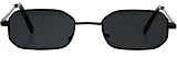 Mens Narrow Metal Rim Rectangular Hippie Pimp Sunglasses