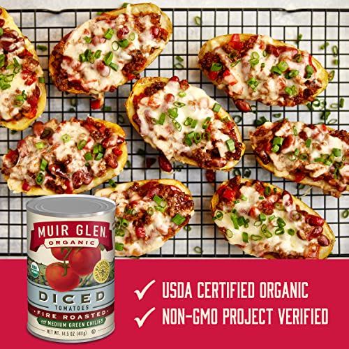 Muir Glen Organic Diced Fire Roasted Canned Tomatoes, with Medium Green