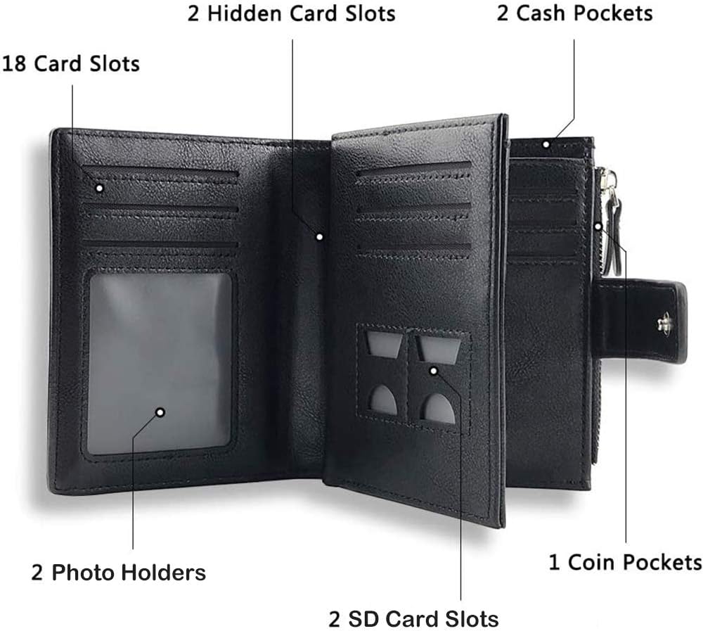 Senbos Men's Genuine Leather Wallet RFID Blocking Coin Purse 18 Credit Card Holder 2 Bill Compartment and Removable ID Holder Coin Pocket with Gift Box - Image 4