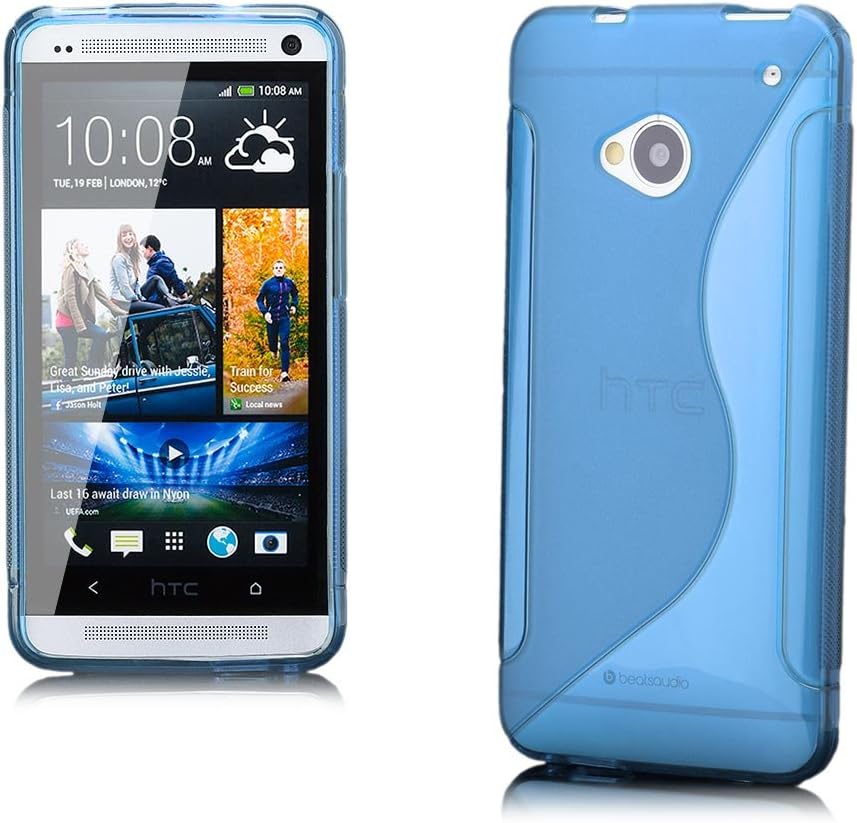 iCues | Compatible with HTC One M7 | S-Line TPU Rubber Gel Soft Silicone Case Light Blue |[Screen Protector Included] Cover Shell Shookproof