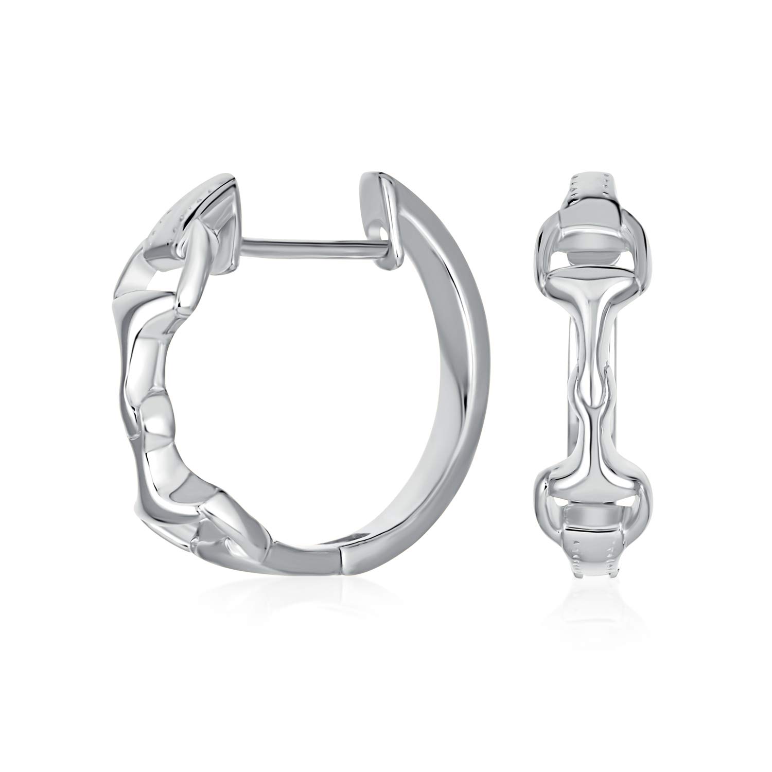 Equestrian Equine Horse Gift Cowgirl Snaffle Horse bit Hoop Earrings Western Jewelry For Women Hinge Polished .925 Sterling Silver .75" Diameter — image 1