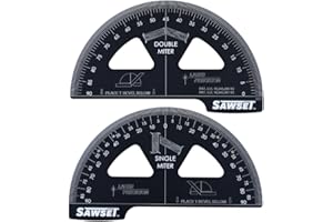 Miter Saw Protractor. Aluminum Laser Etched SAWSET. NO Math Ever! Large Scales are The Key to Accuracy. Size Matters!