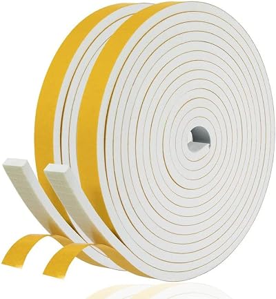 GUKOY Draught Excluder Self Adhesive Foam Tape 10mm x 6mm 2 Rolls 10M