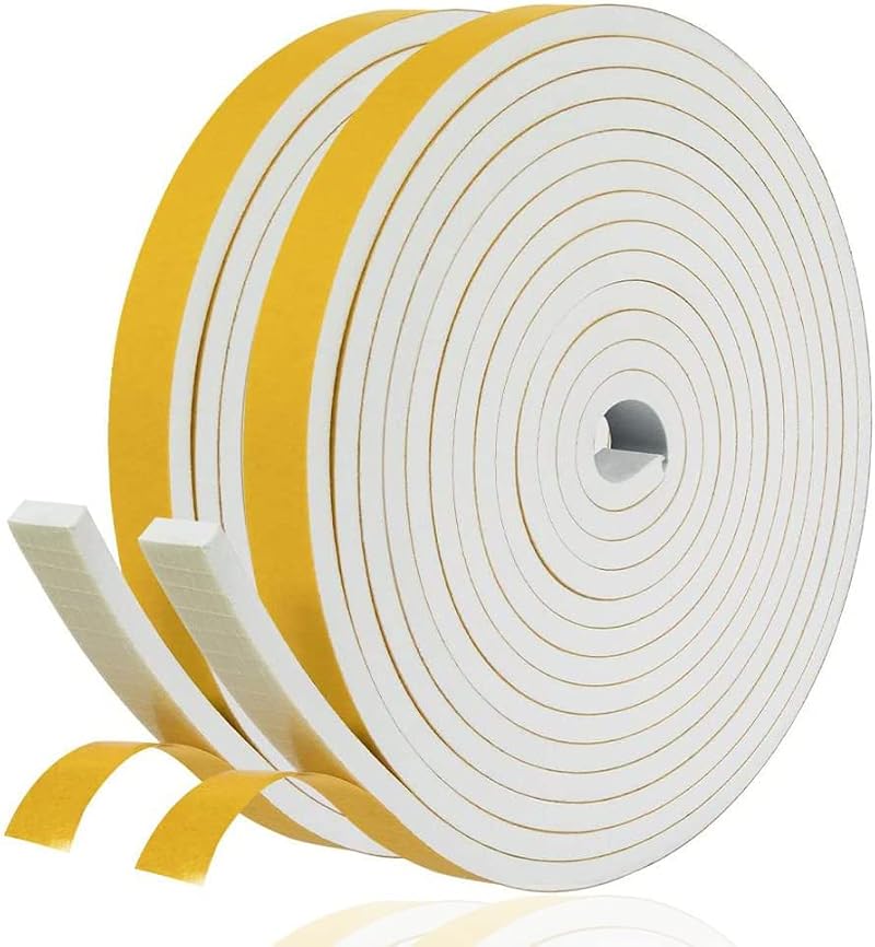 GUKOY Draught Excluder Self Adhesive Foam Tape 10mm x 6mm 2 Rolls 10M