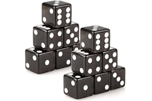 Abilat 12 Pieces 19mm Casino Dice Set Acrylic 6 Sided Game Dices Translucent Square Corner Dice for Casino Vegas Theme Birthday Party Supplies Table Games Board Games (Black)