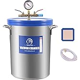 P PBAUTOS 9 Gallon Vacuum Chamber with Tempered Glass Lid and Dual Rubber Seals - 34L Degassing Chamber - Ideal for Resin Cas