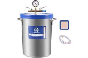 P PBAUTOS 9 Gallon Vacuum Chamber with Two Rubber Seals, Tempered Glass Lid Stainless Steel Degassing Chamber, for Resin Casting, Degassing Silicones and Essential Oils, Perfect for Stabilizing Wood