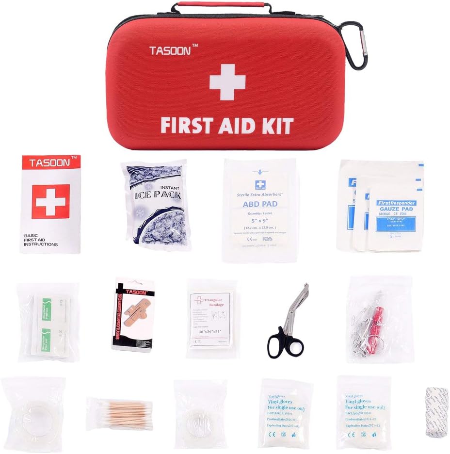 TASOON Compact First Aid Kit Medical Emergency Bag, Includes Emergency Blanket, Bandage, Medical Scissors for Home, Car, Office, Camping and Traveling