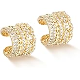 MYEARS Women Ear Cuff Earrings Gold Non Pierced Cartilage Clip on Open Wrap Link Hoop 14K Gold Plated Simple Hypoallergenic Everyday Jewelry