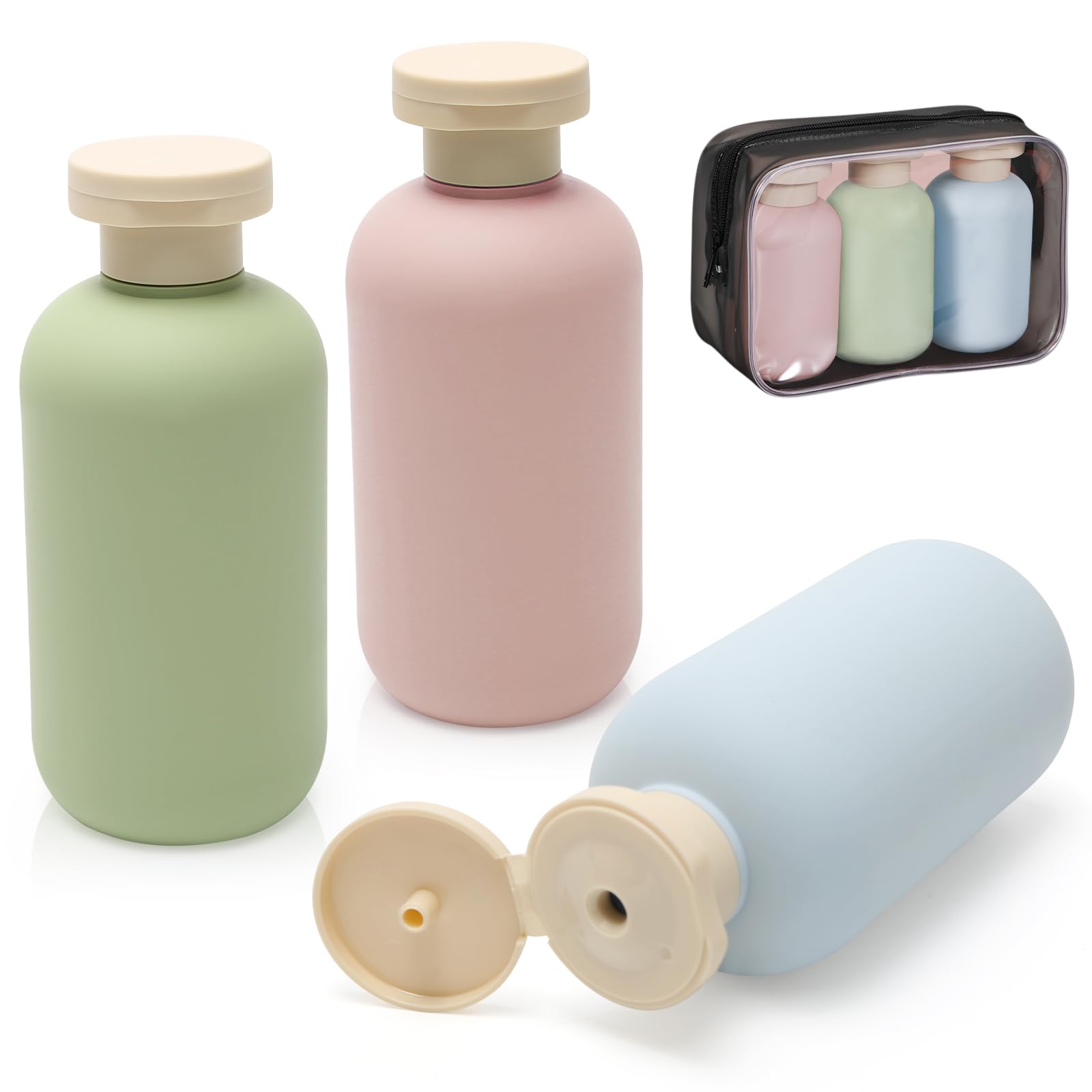 Weniubit 3 Pcs Travel Bottles for Toiletries 200ml, Refillable Squeeze Travel Container, Sub Package Squeeze Bottles for Shampoo Hand Sanitizer Facial Cleanser Shower Gel