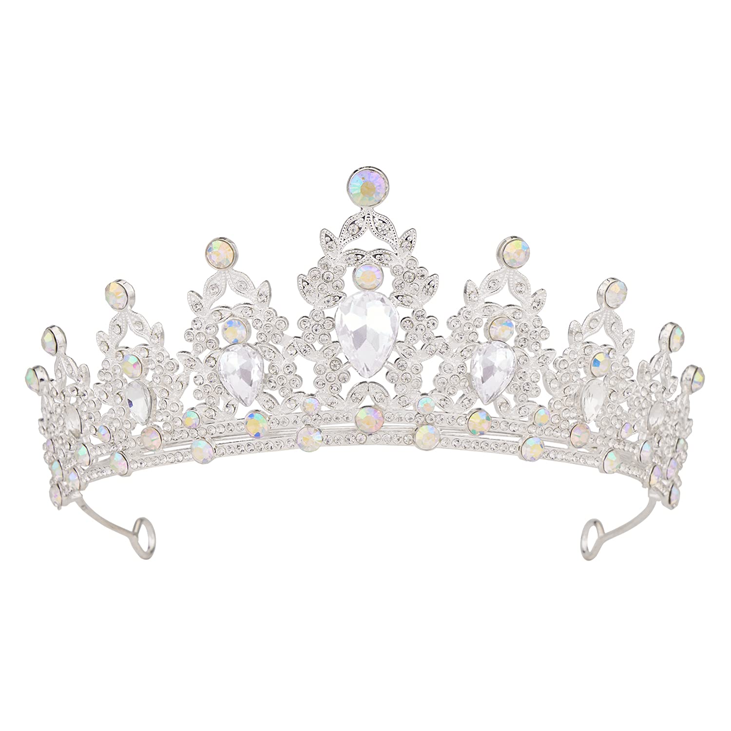 Crowns for Women, Vofler Silver Tiaras w/Crystal - Royal Queen Flower Headband for Princess Ladies Girls Bridal Bride Birthday Wedding Pageant Prom Quinceanera Homecoming Halloween Costume Party