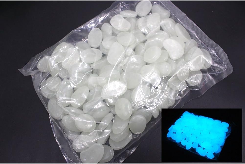 ounona 100pcs Glow in the Dark Pebbles Stones Noctilucent Cobblestones Gone Walkway Park For Fish Tank Aquarium Flowerpot Decor (White) - Image 4