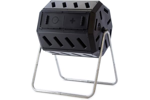 FCMP Outdoor IM4000 Dual Chamber Tumbling Composter Canadian-Made, 100% Recycled Resin - Outdoor Rotating Compost Tumbler Bin