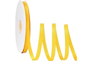 LUTOPPPIN Yellow Satin Ribbon 3/8 Inch Wide x 100 Yards - Heavy Quality Gift Wrap Ribbon for Crafts, Wedding Decor, Bows,No F