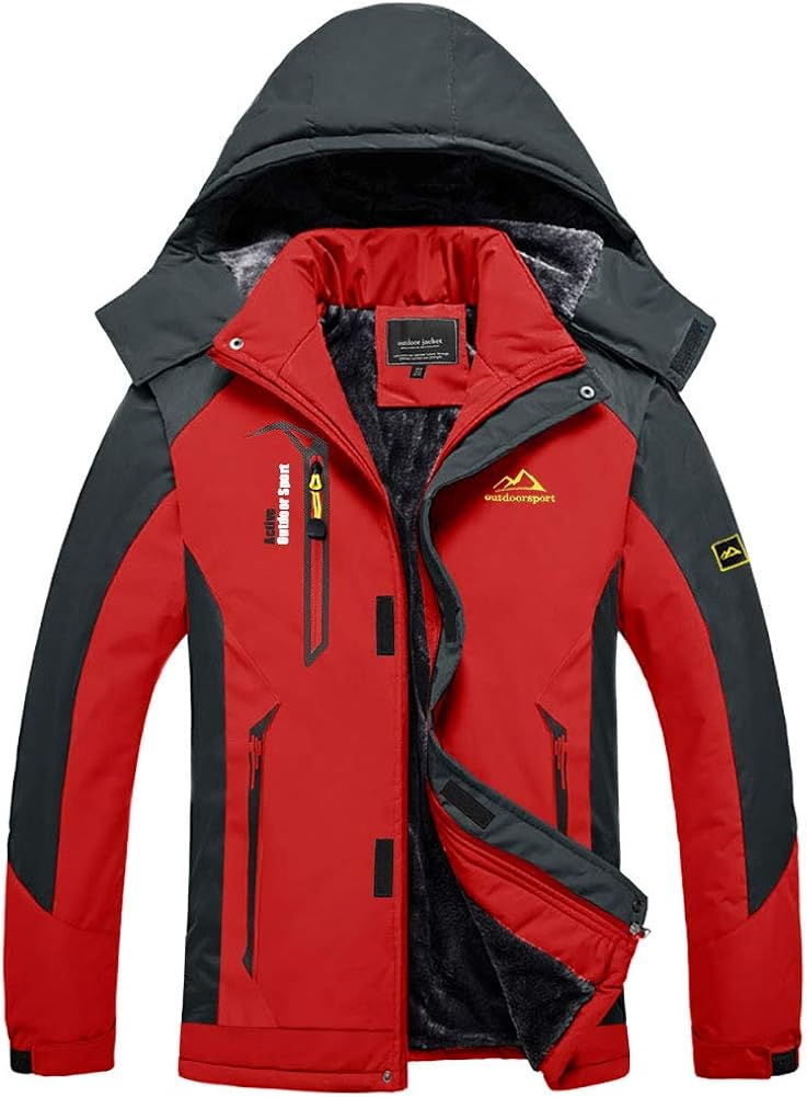 BIYLACLESEN Men's Winter Coats Fleece Lined Ski Jacket Warm Windbreaker Parka: Clothing