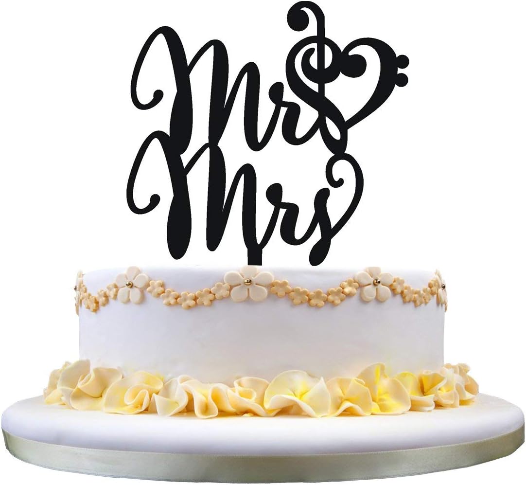 Amazon Com Mr And Mrs Wedding Cake Topper With Music Note Heart