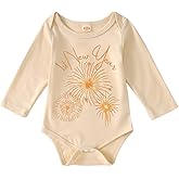 AFUKUIA Unisex Baby 1st New Year Romper Newborn Boy Girl Fireworks Print Long Sleeve Bodysuit for 0-18 Months
