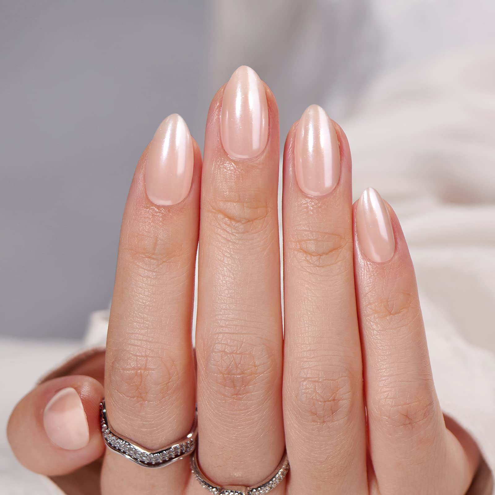 BTArtbox Press On Nails Almond - Short Nude Natural Nails Press Ons, Glue On Nails for Wedding Birthday Gift, Supremely Fit & Glossy Stick On Nails in 15 Sizes - 30 Nail Kit, Nudies - Image 2