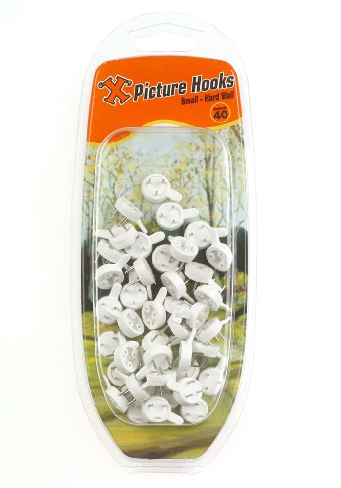 X Hard Wall Hooks Small White Nylon 40 Pack Blister - 12992