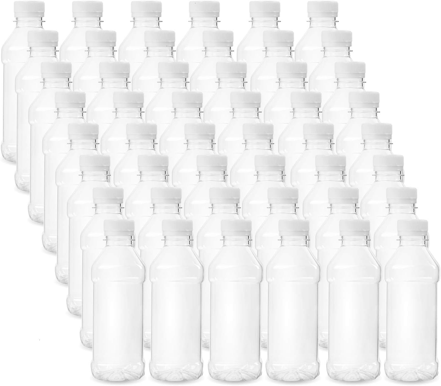 Vumdua 12 OZ Empty PET Plastic Juice Bottles, 48Pcs Plastic Bottles with Caps, Reusable Clear Empty Juice Bottles with White Caps