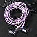 Fashionable Jewelry Pearl Necklace Earphones Headset with Mic Beads 3.5mm in-Ear Earbuds Wired Headphone for iPod, iPhone, Android, BlackBerry, Mp3 Player and All 3.5mm Audio Devices (Purple)