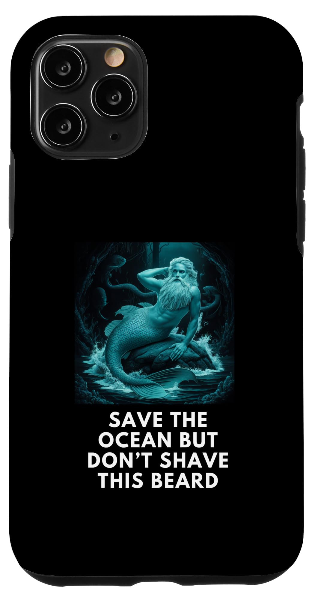iPhone 11 Pro Merman Creature of the Sea with Long Beard Protect Oceans Case