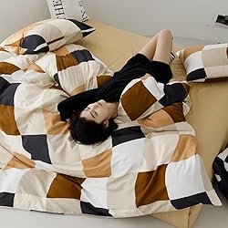 Luxlovery Beige Plaid Comforter Set King Beige and