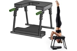 Noliven Yoga Headstand Bench, Multifunctional Fitness Yoga Inversion Stool with Soft Mat and Safety Rail,Capacity of 440Lbs,F
