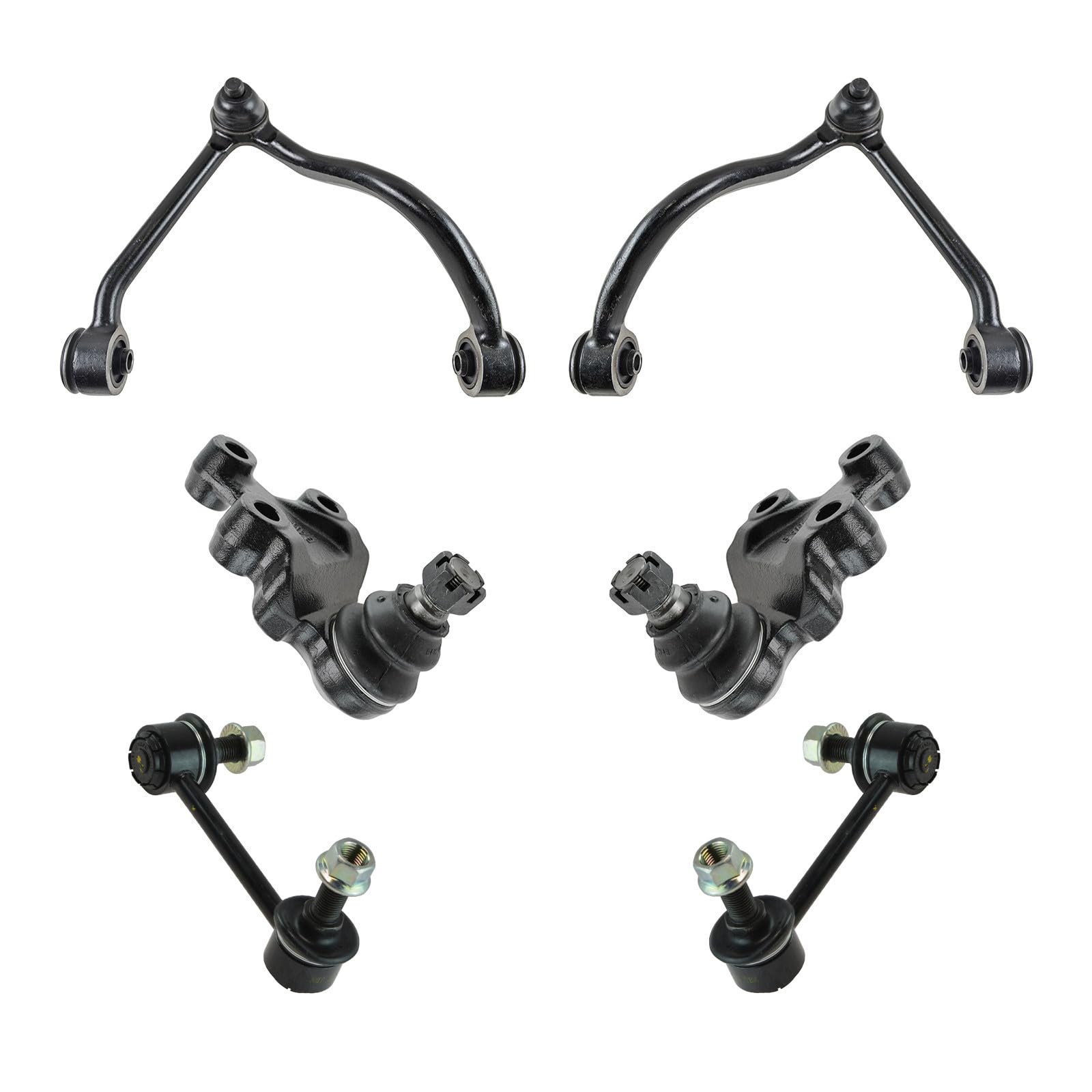 TRQ Front Suspension Kit Ball Joint Control Arm with Ball Joint Sway Bar Stabilizer Link Compatible with 2004-2006 Kia Sorento
