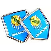Newperlite Oklahoma Flag Decal Sticker Car Emblem Oklahoma Flag Car Decoration Accessories Chrome Shield for Truck Vehicles Cars, 2 Pack
