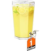Lifewit 4L Drinks Dispenser with Tap, Juice Jar Containers with Lid for Party Fridge, BPA Free Plastic Ice Beverage for Cocktail, Lemonade, Soda, Tea, Water 27 x 16 cm/10x6"