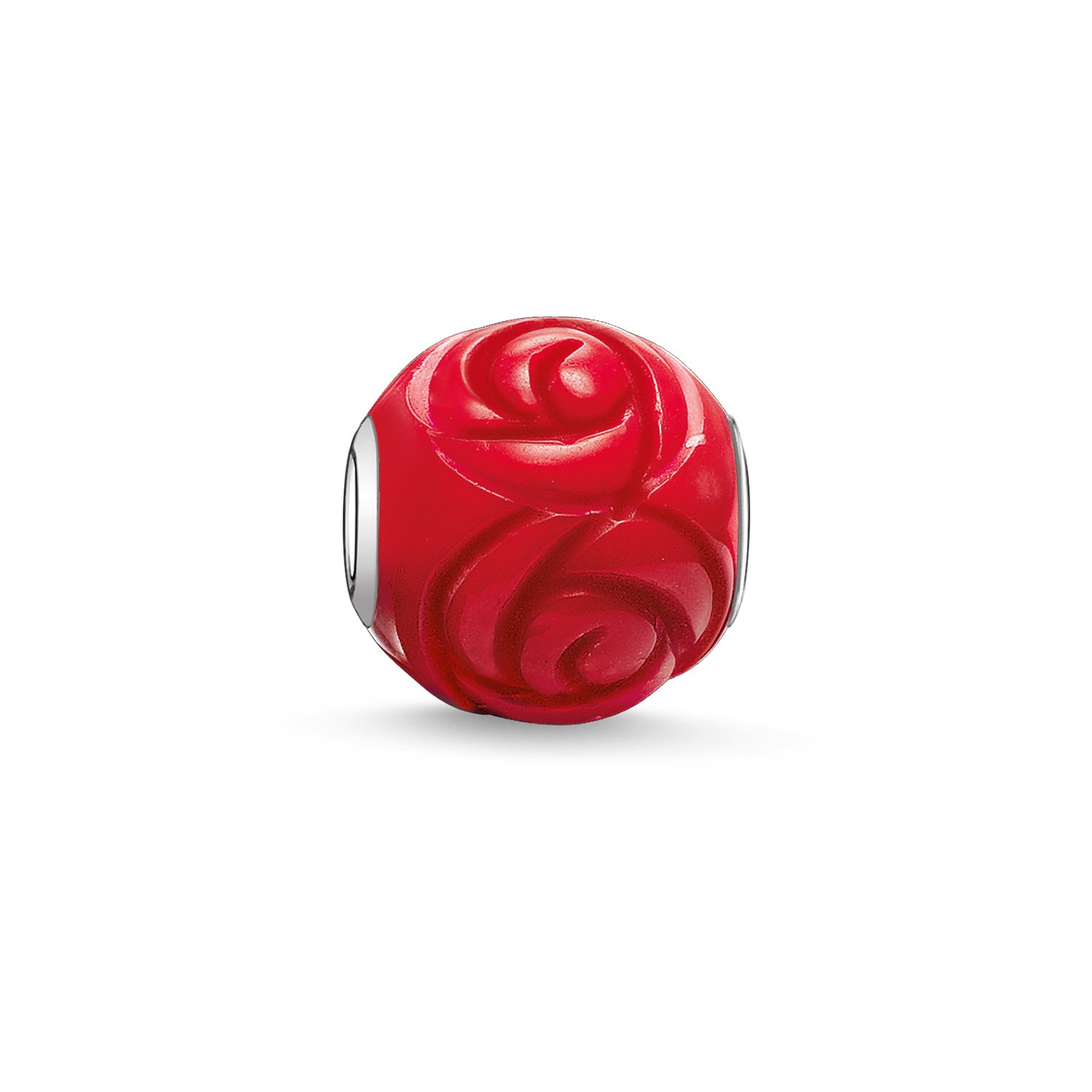 Thomas Sabo Women Men-Bead Red Rose Karma Beads 925 Sterling Silver Dyed Bamboo Coral Red K0038-590-10