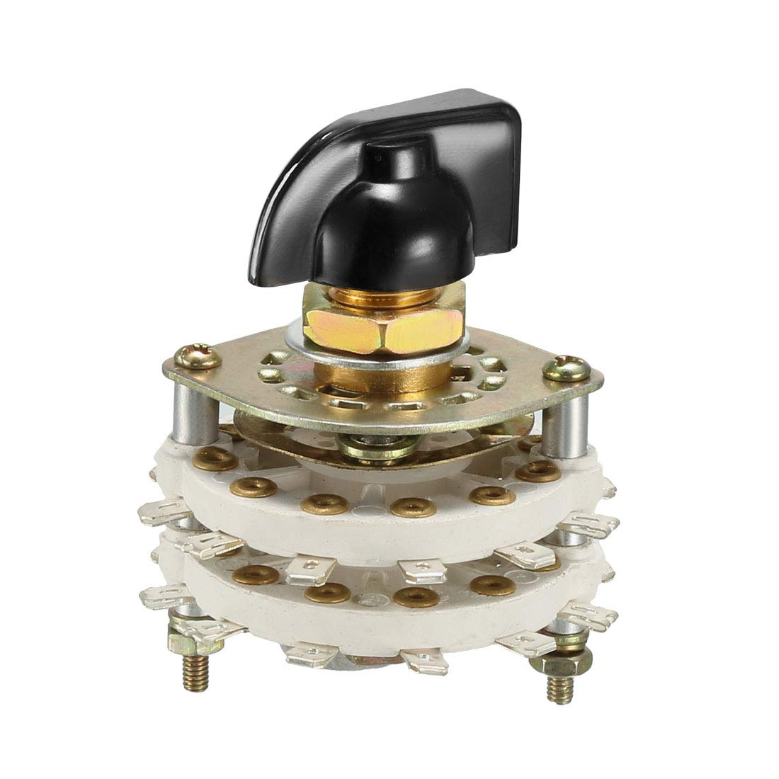sourcing map 4P5T 4 Pole 5 Position 2 Deck Band Channel Rotary Switch Selector with Plastic Knob, Black